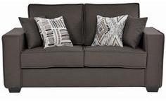 CasaCraft Oritz Two Seater Sofa With Throw Pillows In Charcoal Grey Colour