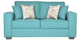 CasaCraft Oritz Two Seater Sofa With Throw Pillows In Jade Colour