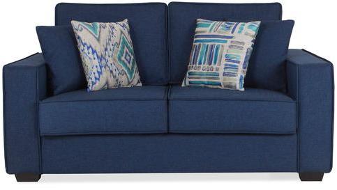 CasaCraft Oritz Two Seater Sofa With Throw Pillows In Teal Blue Colour