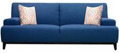 CasaCraft Palmira Three Seater Sofa With Throw Pillows In Cobalt Blue Colour