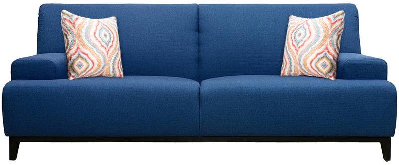 CasaCraft Palmira Three Seater Sofa with Throw Pillows in Cobalt Blue Colour