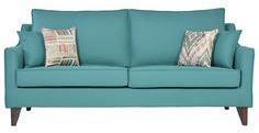 CasaCraft Pamplona Three Seater Sofa With Throw Pillows In Jade Colour