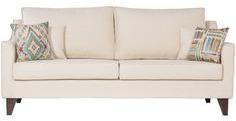 CasaCraft Pamplona Three Seater Sofa With Throw Pillows In Pale Taupe Colour