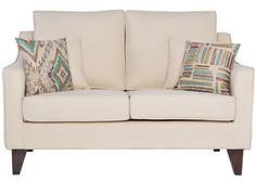 CasaCraft Pamplona Two Seater Sofa With Throw Pillows In Pale Taupe Colour