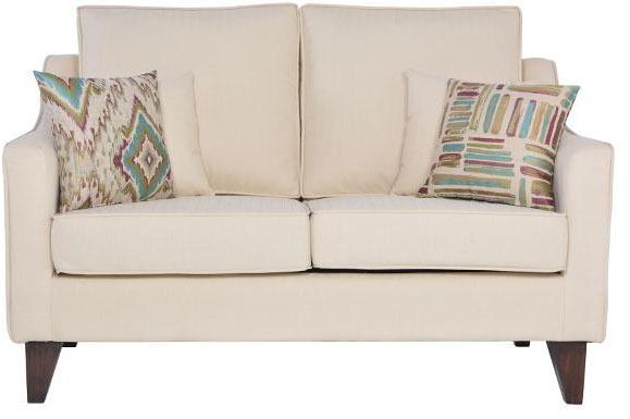 CasaCraft Pamplona Two Seater Sofa with Throw Pillows in Pale Taupe Colour