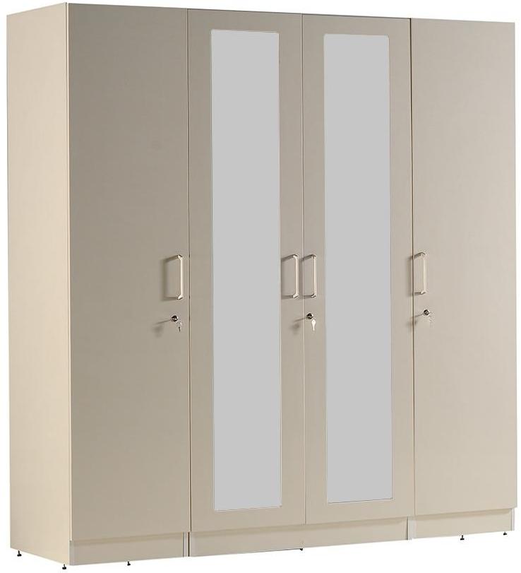 CasaCraft Rico Four Door Marine Plywood Wardrobe in Champagne with Hazel Cambric Internal Finish