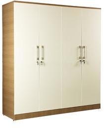 CasaCraft Rico Four Door Marine Plywood Wardrobe In Misty Oak With Linen Cappuccino Internal Finish