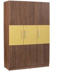 CasaCraft Rico Three Door Marine Plywood Wardrobe In Walnut And Dark Citrus Finish With Hettich Hardware