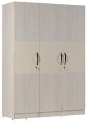 CasaCraft Rico Three Door Marine Plywood Wardrobe In White AcaciawithTan Cambric Internal Finish