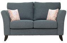 CasaCraft Rio Branco Double Seater Sofa With Throw Pillows In Aegean Blue Colour