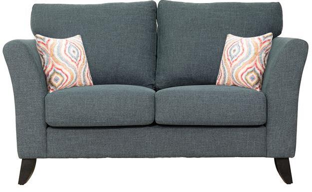 CasaCraft Rio Branco Double Seater Sofa with Throw Pillows in Aegean Blue Colour