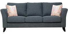 CasaCraft Rio Branco Three Seater Sofa With Throw Pillows In Aegean Blue Colour