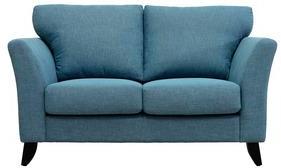 CasaCraft Rio Branco Two Seater Sofa With Throw Pillows In Denim Blue Colour