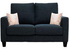 CasaCraft Rio Grande Double Seater Sofa With Throw Pillows In Aegean Blue Colour