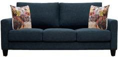 CasaCraft Rio Grande Three Seater Sofa With Throw Pillows In Aegean Blue Colour