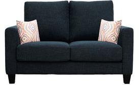 CasaCraft Rio Grande Two Seater Sofa With Throw Pillows In Aegean Blue Colour