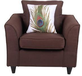 CasaCraft San Miguel One Seater Sofa With Throw Pillows In Brown Colour