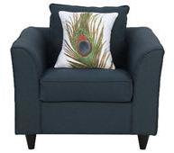 CasaCraft San Miguel One Seater Sofa With Throw Pillows In Navy Blue Colour