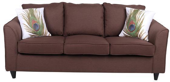 CasaCraft San Miguel Three Seater Sofa With Throw Pillows In Brown Colour