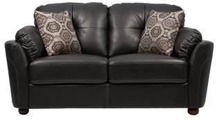 CasaCraft Santa Fe Two Seater Sofa With Throw Pillows In Black Colour