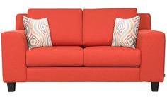 CasaCraft Santa Lucia Double Seater Sofa With Throw Pillows In Deep Coral Colour