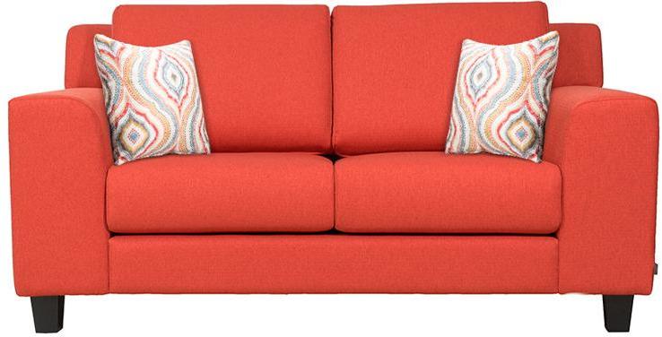 CasaCraft Santa Lucia Double Seater Sofa with Throw Pillows in Deep Coral Colour