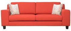 CasaCraft Santa Lucia Three Seater Sofa With Throw Pillows In Deep Coral Colour