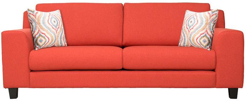 CasaCraft Santa Lucia Three Seater Sofa with Throw Pillows in Deep Coral Colour