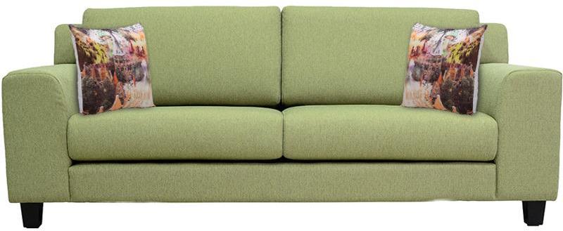 CasaCraft Santa Lucia Three Seater Sofa with Throw Pillows in Pistachio Green Colour