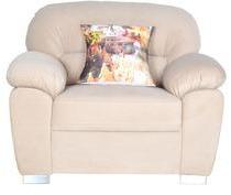 CasaCraft Santa Luzia One Seater Sofa With Throw Pillows In Pale Taupe Colour