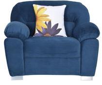 CasaCraft Santa Luzia One Seater Sofa With Throw Pillows In Teal Blue Colour