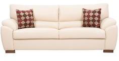 CasaCraft Toledo Three Seater Sofa With Throw Pillows In Beige Colour