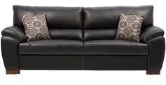 CasaCraft Toledo Three Seater Sofa With Throw Pillows In Black Colour