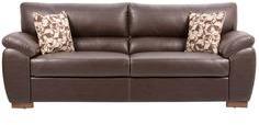 CasaCraft Toledo Three Seater Sofa With Throw Pillows In Brown Colour