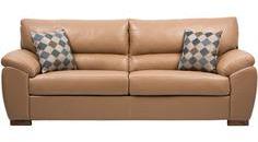 CasaCraft Toledo Three Seater Sofa With Throw Pillows In Light Coffee Colour