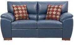 CasaCraft Toledo Two Seater Sofa With Throw Pillows In Blue Colour