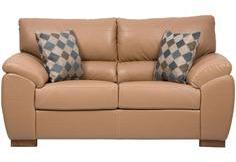 CasaCraft Toledo Two Seater Sofa With Throw Pillows In Light Coffee Colour