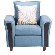 CasaCraft Valencia One Seater Sofa With Throw Pillows In Blue Colour