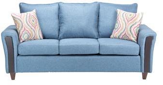 CasaCraft Valencia Three Seater Sofa With Throw Pillows In Blue Colour