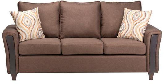 CasaCraft Valencia Three Seater Sofa With Throw Pillows In Brown Colour