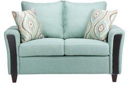 CasaCraft Valencia Two Seater Sofa With Throw Pillows In Aqua Colour