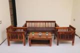 Cherry Wood Rosewood Fabric 3 + 1 + 1 Sofa Set