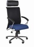 Chromecraft Columbia High Black Office Chair In Dark Blue Colour