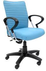 ChromeCraft Ergonomic Medium Back Chair In Light Blue Colour