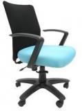 Chromecraft Geneva Desktop Marina Office Ergonomic Chair In Black & Sky Blue Colour