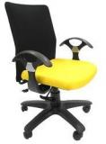 Chromecraft Geneva Office Ergonomic Chair In Black & Yellow Colour