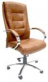 ChromeCraft Leatherette High Back Executive Chair In Beige Colour