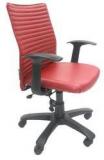 ChromeCraft Leatherette Medium Back Ergonomic Chair In Red Colour