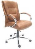 ChromeCraft Leatherette Medium Back Executive Chair In Beige Colour