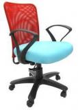 Chromecraft Rado Office Ergonomic Chair In Red & Sky Blue Colour